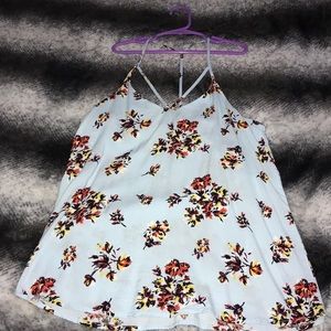 Blue flowered tank top blouse